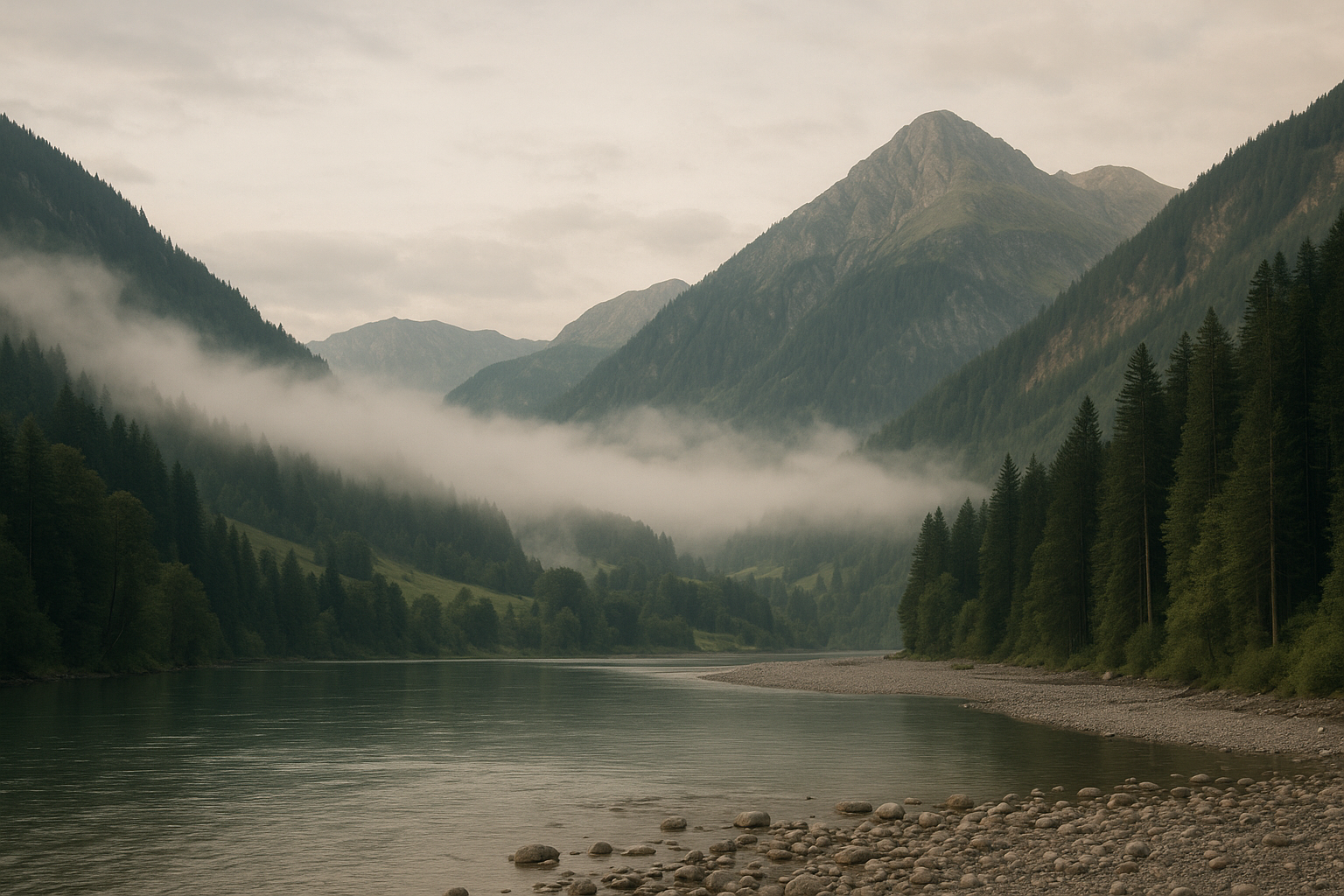 Nebel über einem Tal in Tirol